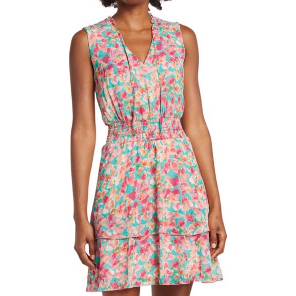 Sam Edelman Floral Print Smocked Waist Dress - Picture 1 of 7